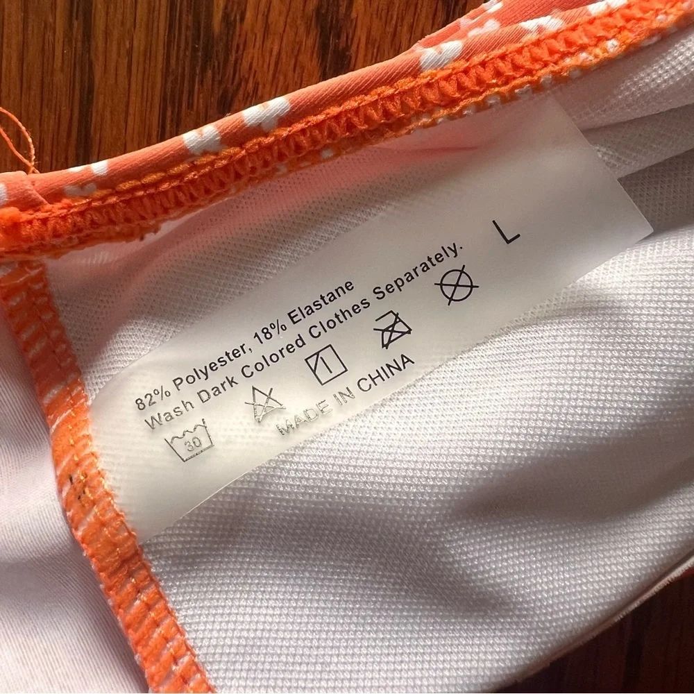 Ruffle sleeve top orange floral bikini set, Large